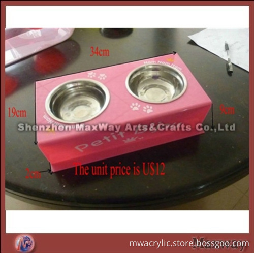 Pink Standard Acrylic Pet Food Container Holder